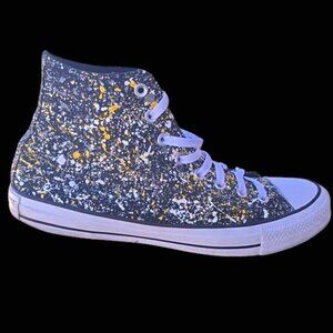 Converse High-Top Athletic Shoes - Black and White with Gold Accents